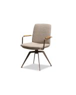 כסא פינת אוכל בד כולל ידיות בגוון בז' דגם CELINE