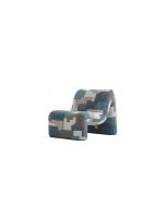 BAYMAX כורסא בד כחול/חום/קרם