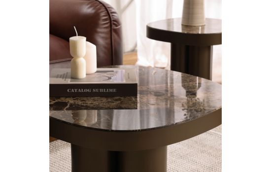 שולחן סלון  60*60 ס"מ שיש חום דגם FLAGSTONE