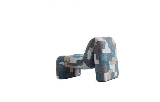 BAYMAX כורסא בד כחול/חום/קרם