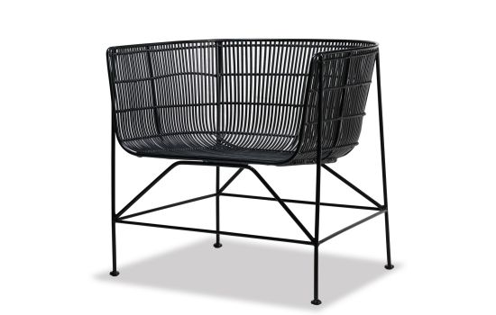 כורסא גינה ראטן משולב מתכת בגוון שחור דגם BUCKET