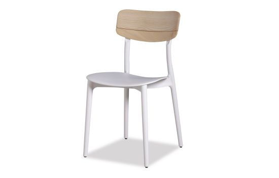 כסא פינת אוכל פוליפרופילן ועץ בגוון לבן דגם MICHELLE