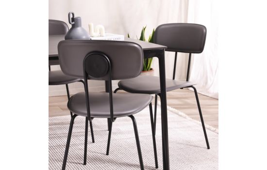כסא מצופה דמוי עור אפור כהה דגם FLOR