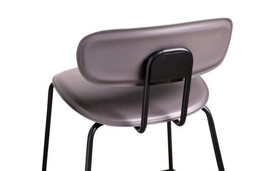 כסא בר מצופה דמוי עור אפור כהה דגם FLOR