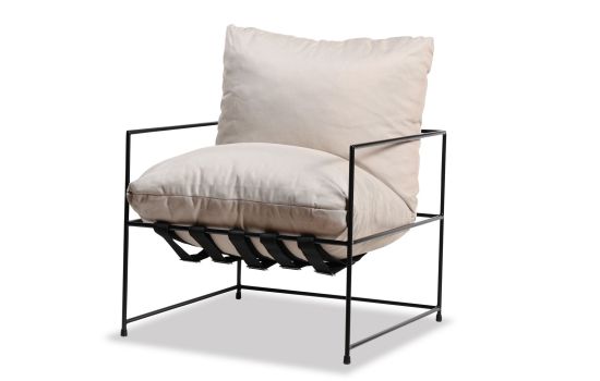 כורסא בד גינה בגוון בז' משולבת מתכת דגם OUTDOOR